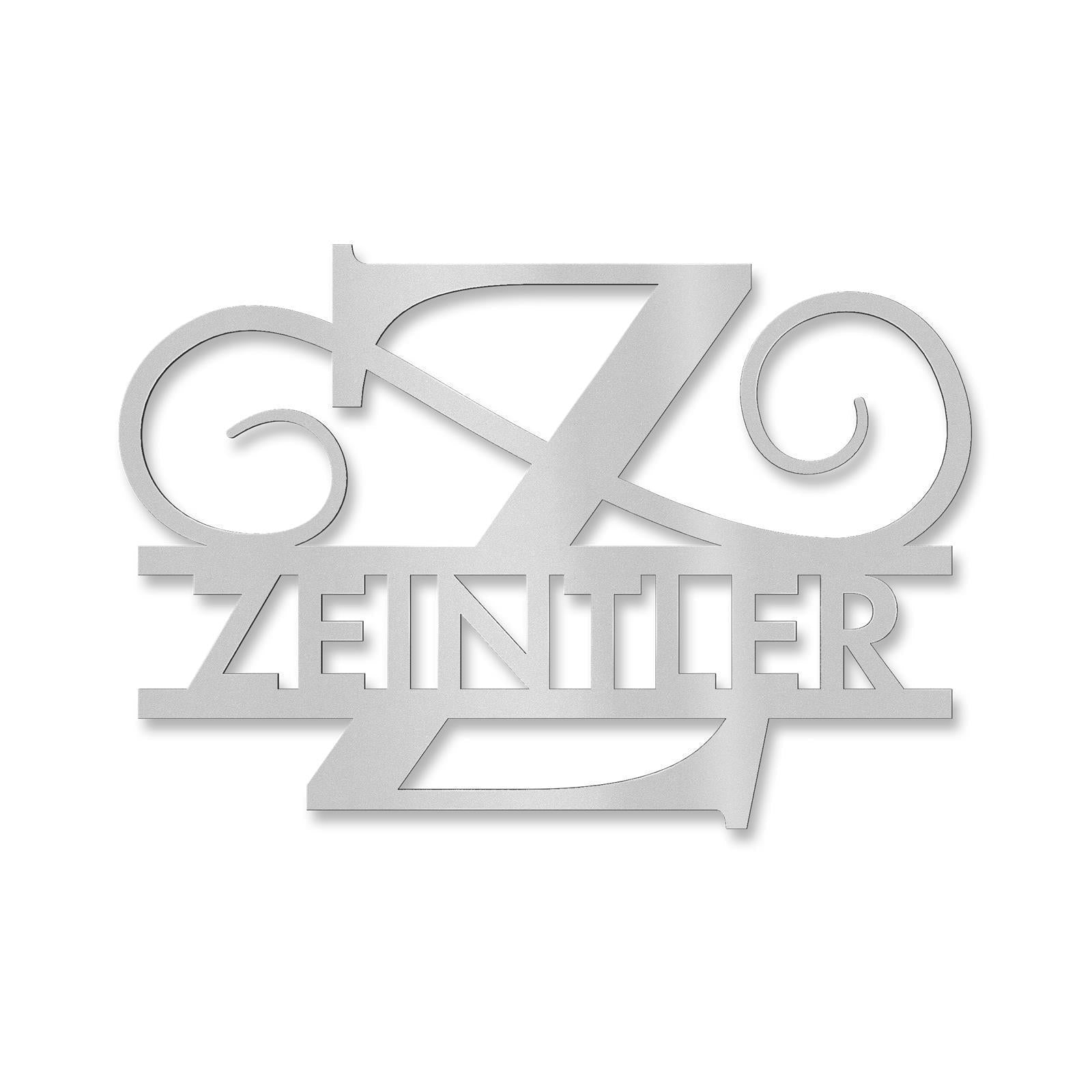 Personalisiertes Namensschild mit Monogramm in Anthrazit RAL 7016