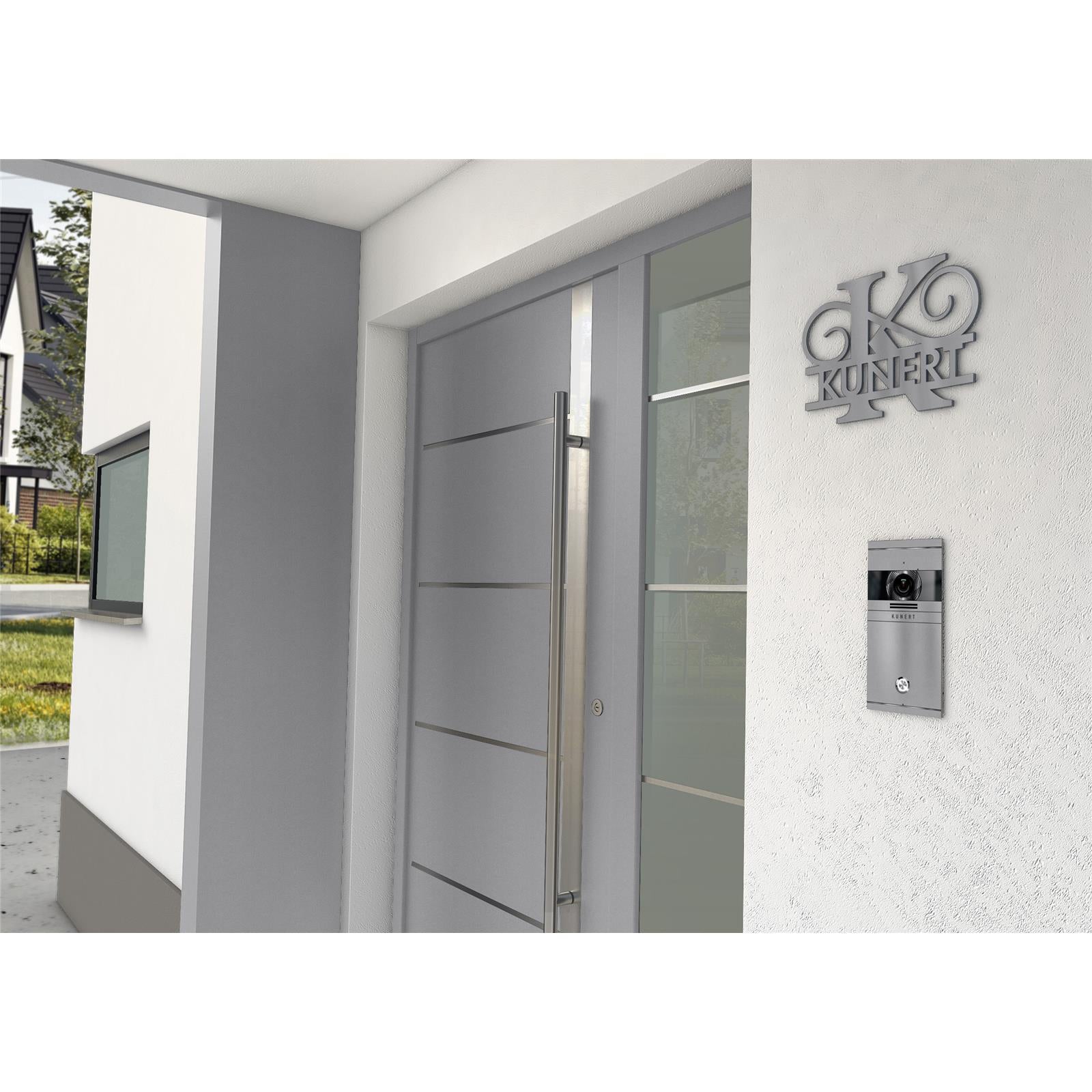 Personalisiertes Namensschild mit Monogramm in Anthrazit RAL 7016