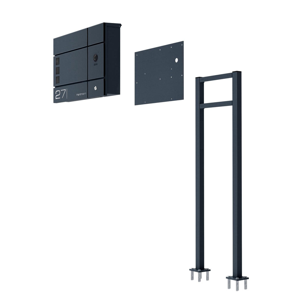 Metzler Adapterplatte RAL7016 Anthrazitgrau für VDM10 Videosprechanlage mit Briefkastenstandfuß