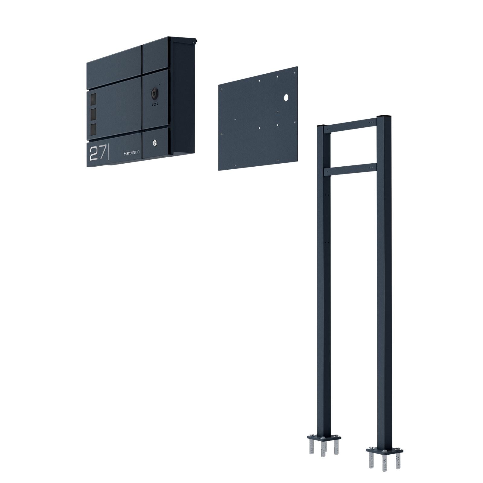 Metzler Adapterplatte RAL7016 Anthrazitgrau für VDM10 Videosprechanlage mit Briefkastenstandfuß