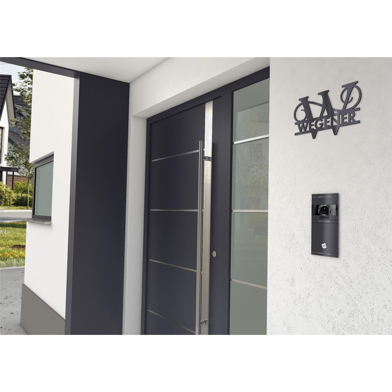 Personalisiertes Namensschild mit Monogramm in Anthrazit RAL 7016