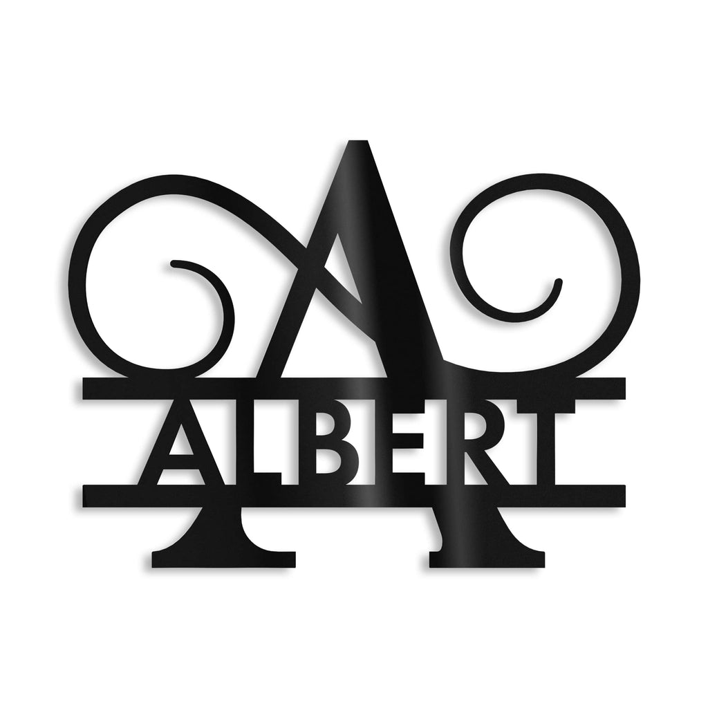 Personalisiertes Namensschild mit Monogramm in Anthrazit RAL 7016