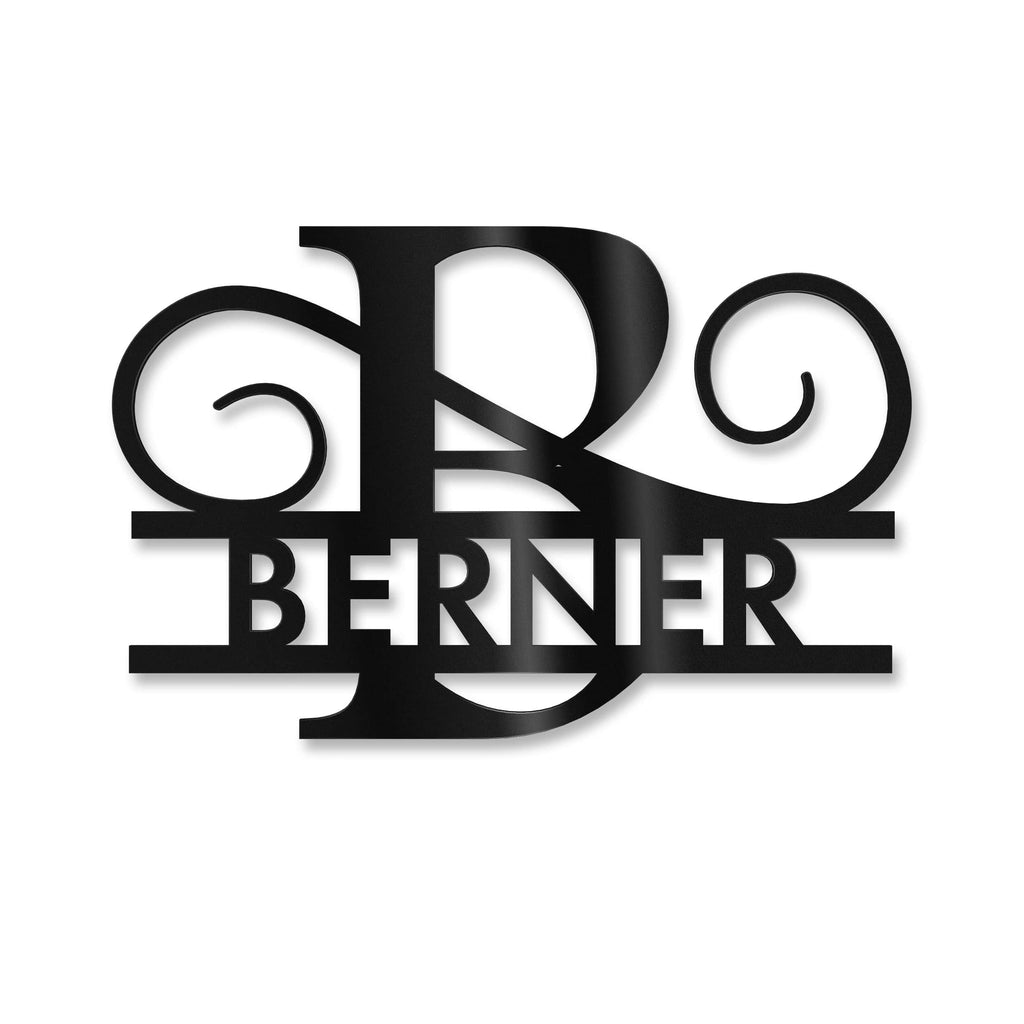 Personalisiertes Namensschild mit Monogramm in Anthrazit RAL 7016