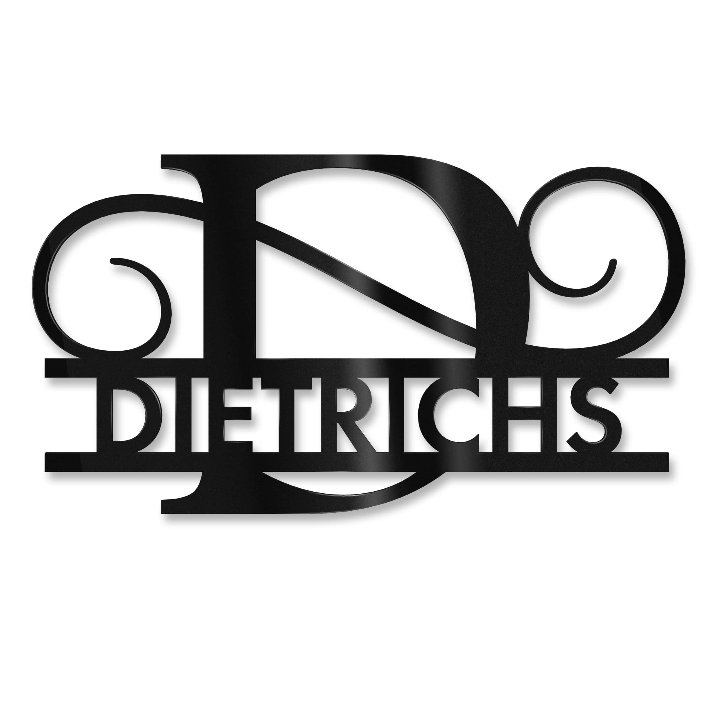 Personalisiertes Namensschild mit Monogramm in Anthrazit RAL 7016