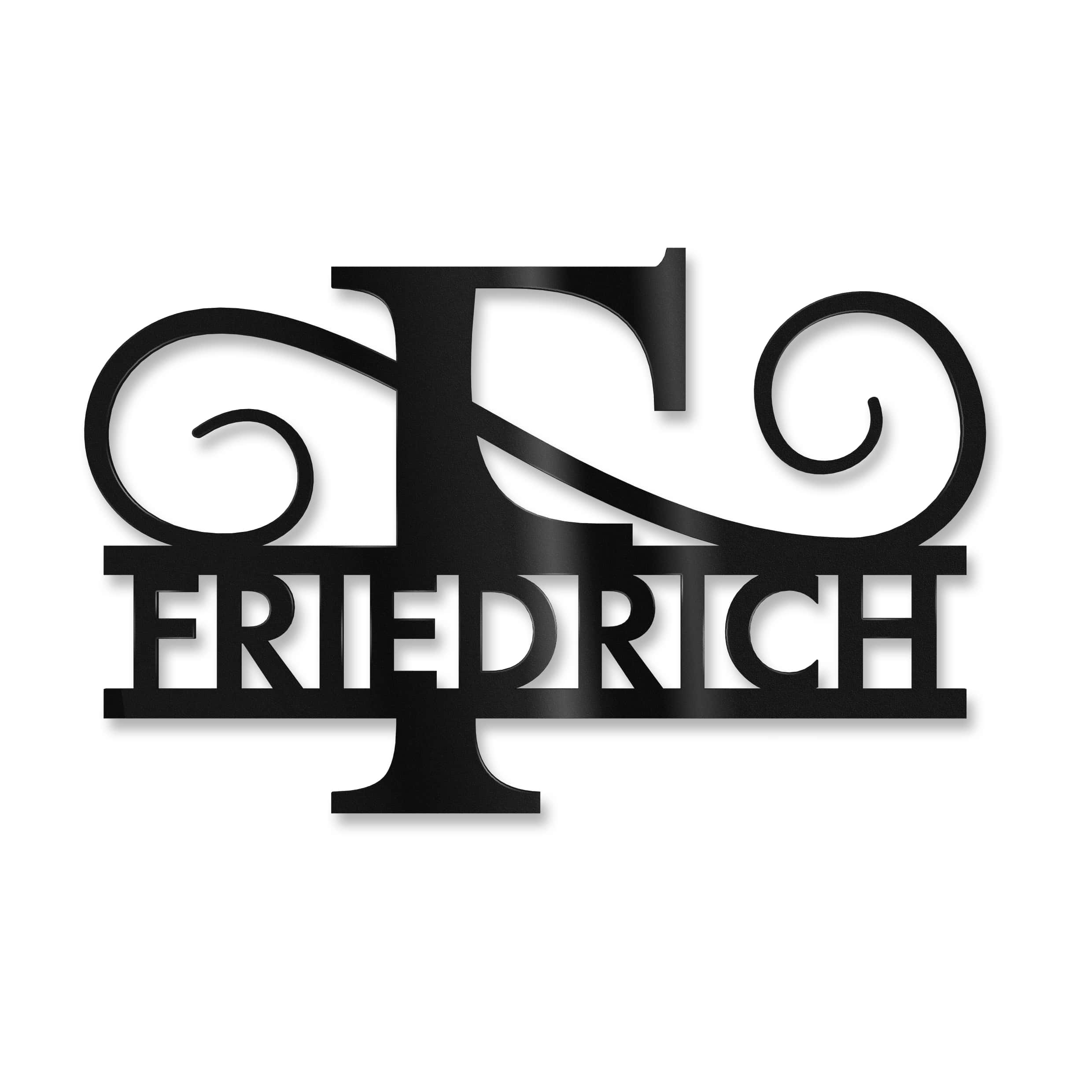 Personalisiertes Namensschild mit Monogramm in Anthrazit RAL 7016