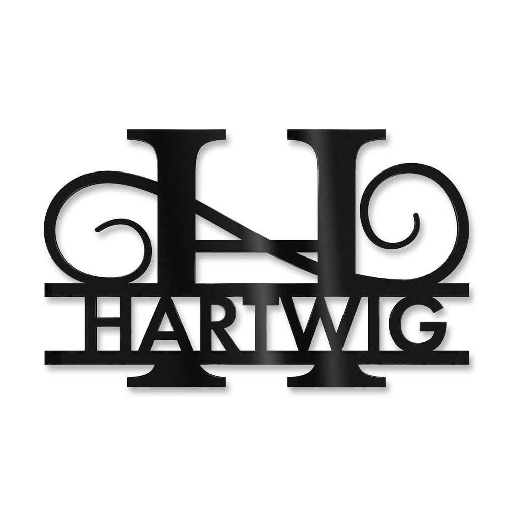 Personalisiertes Namensschild mit Monogramm in Anthrazit RAL 7016