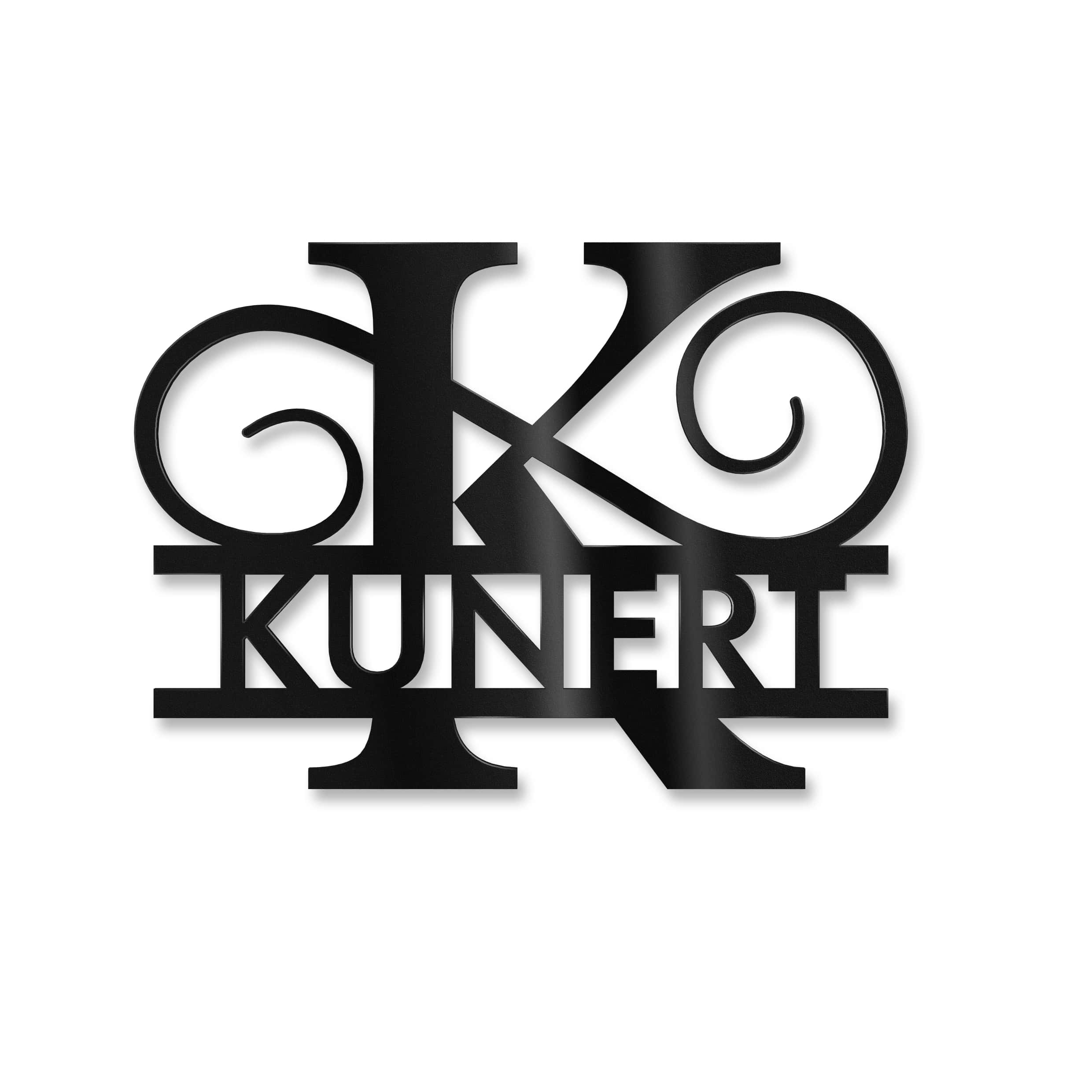 Personalisiertes Namensschild mit Monogramm in Anthrazit RAL 7016