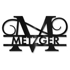 Personalisiertes Namensschild mit Monogramm in Anthrazit RAL 7016