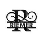 Personalisiertes Namensschild mit Monogramm in Anthrazit RAL 7016