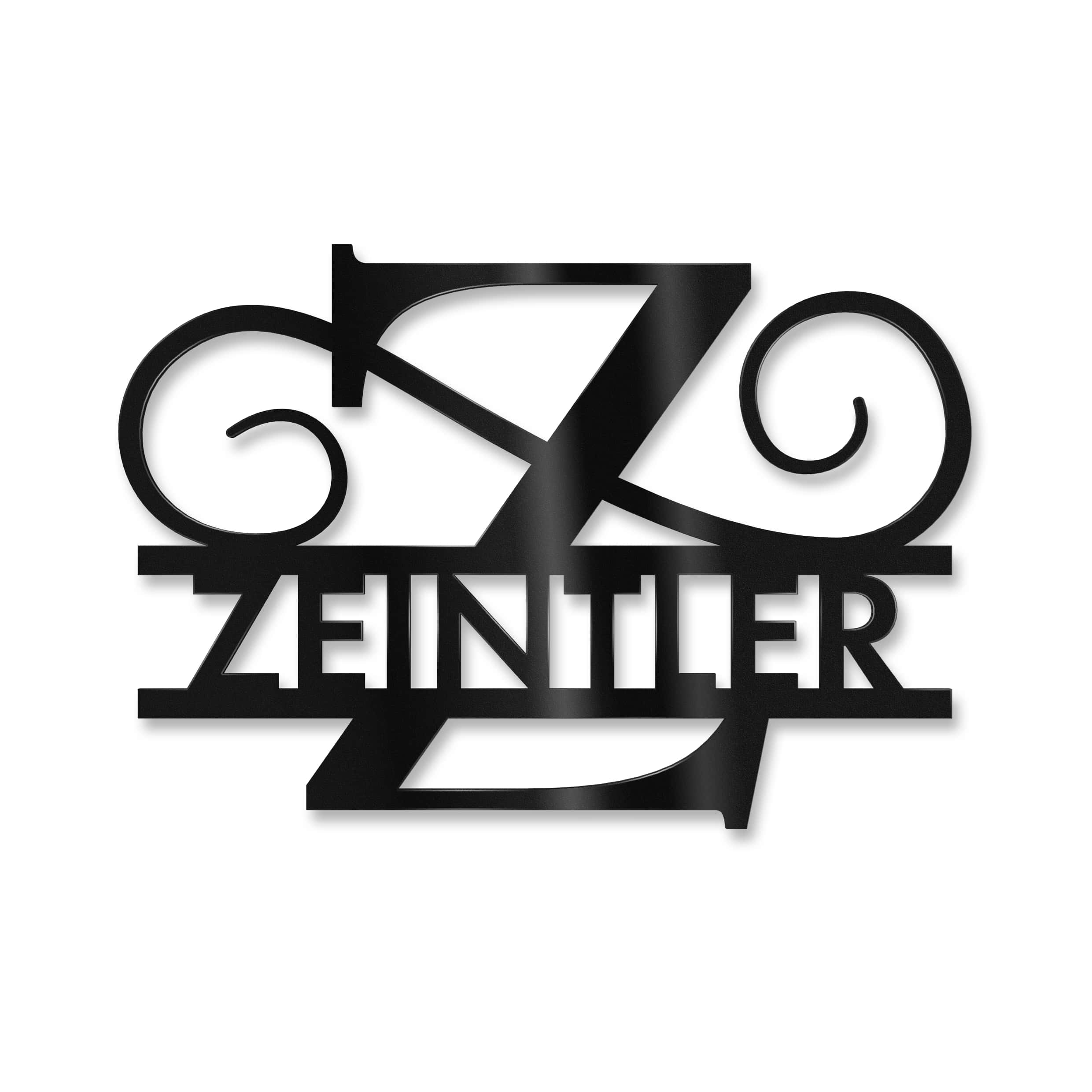 Personalisiertes Namensschild mit Monogramm in Anthrazit RAL 7016