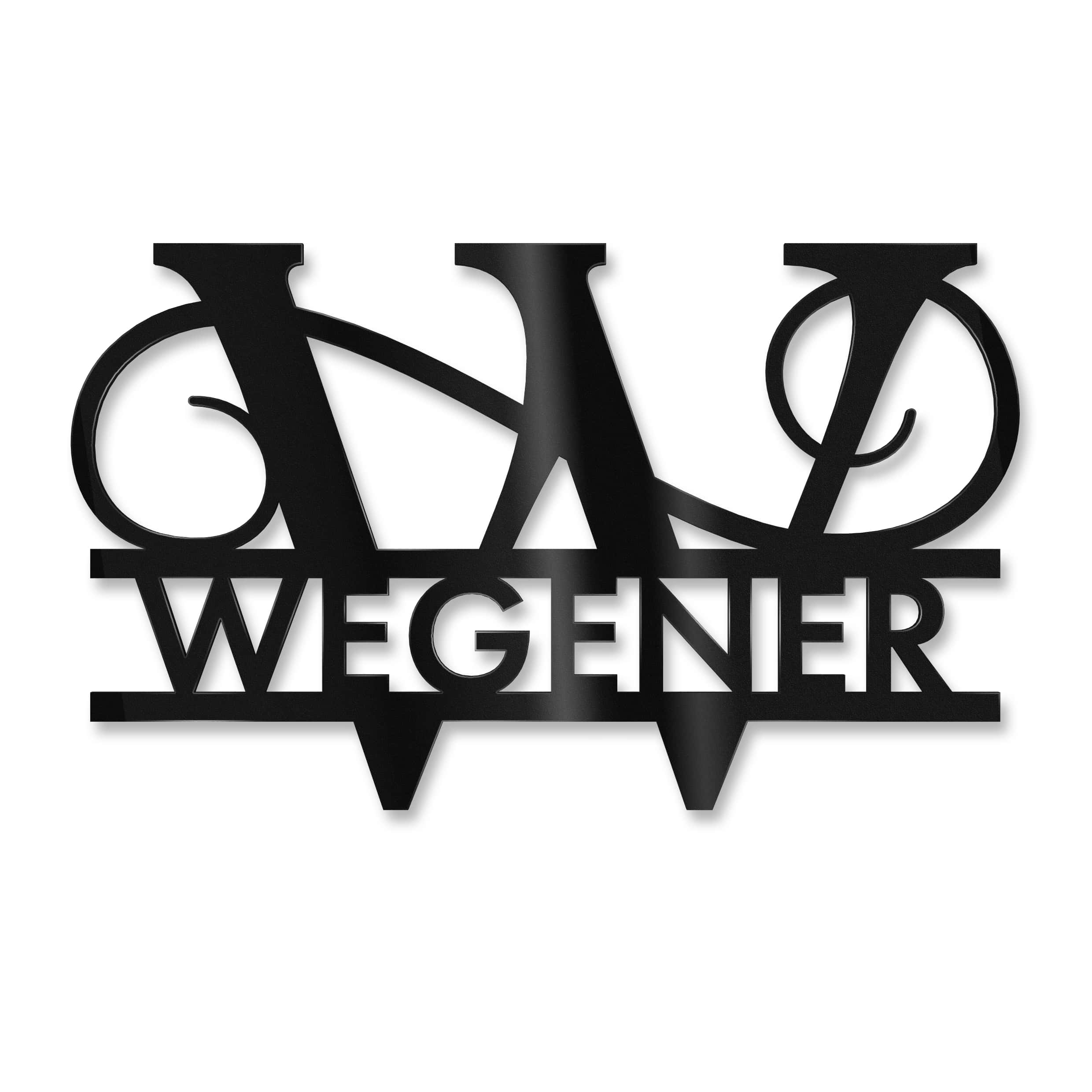 Personalisiertes Namensschild mit Monogramm in Anthrazit RAL 7016