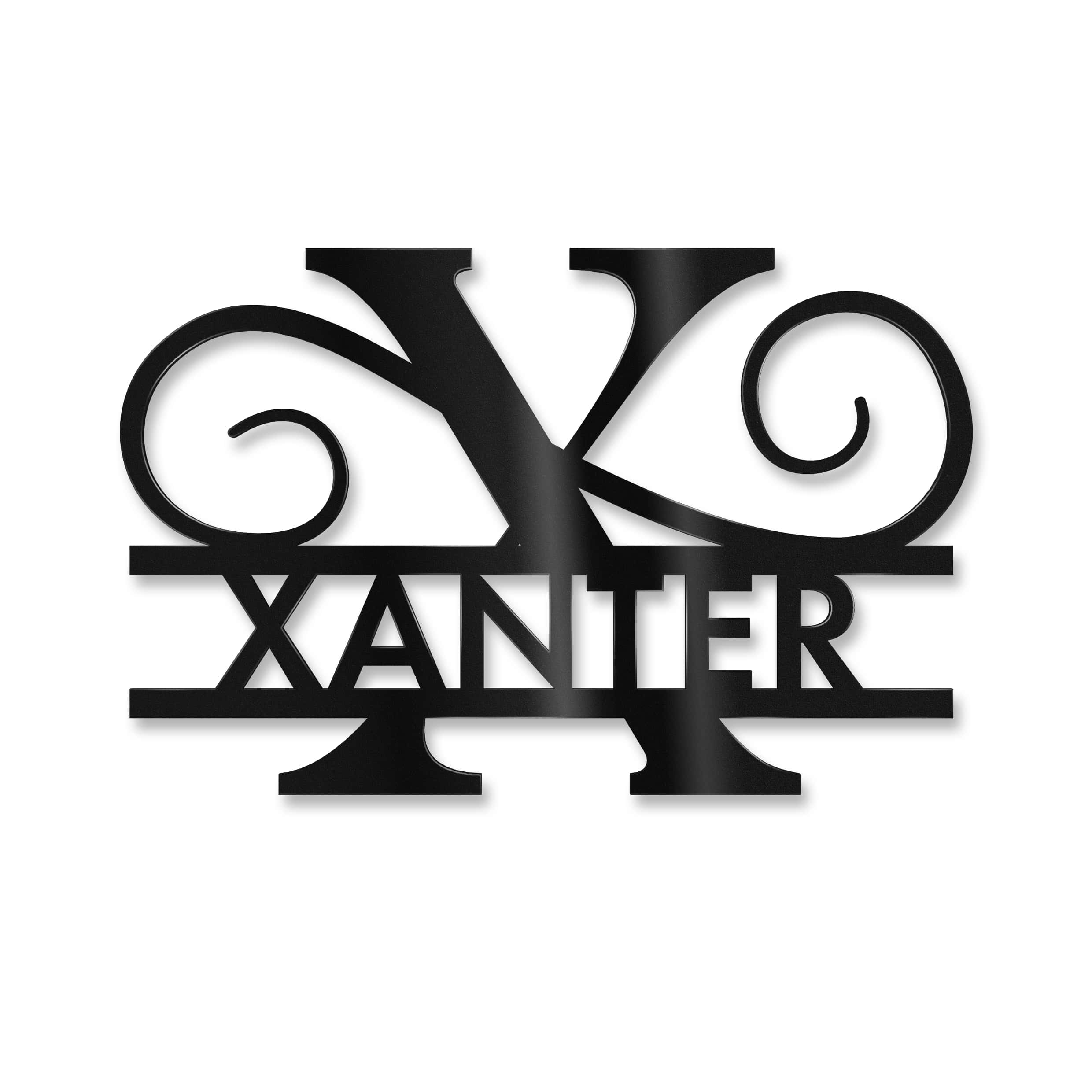 Personalisiertes Namensschild mit Monogramm in Anthrazit RAL 7016