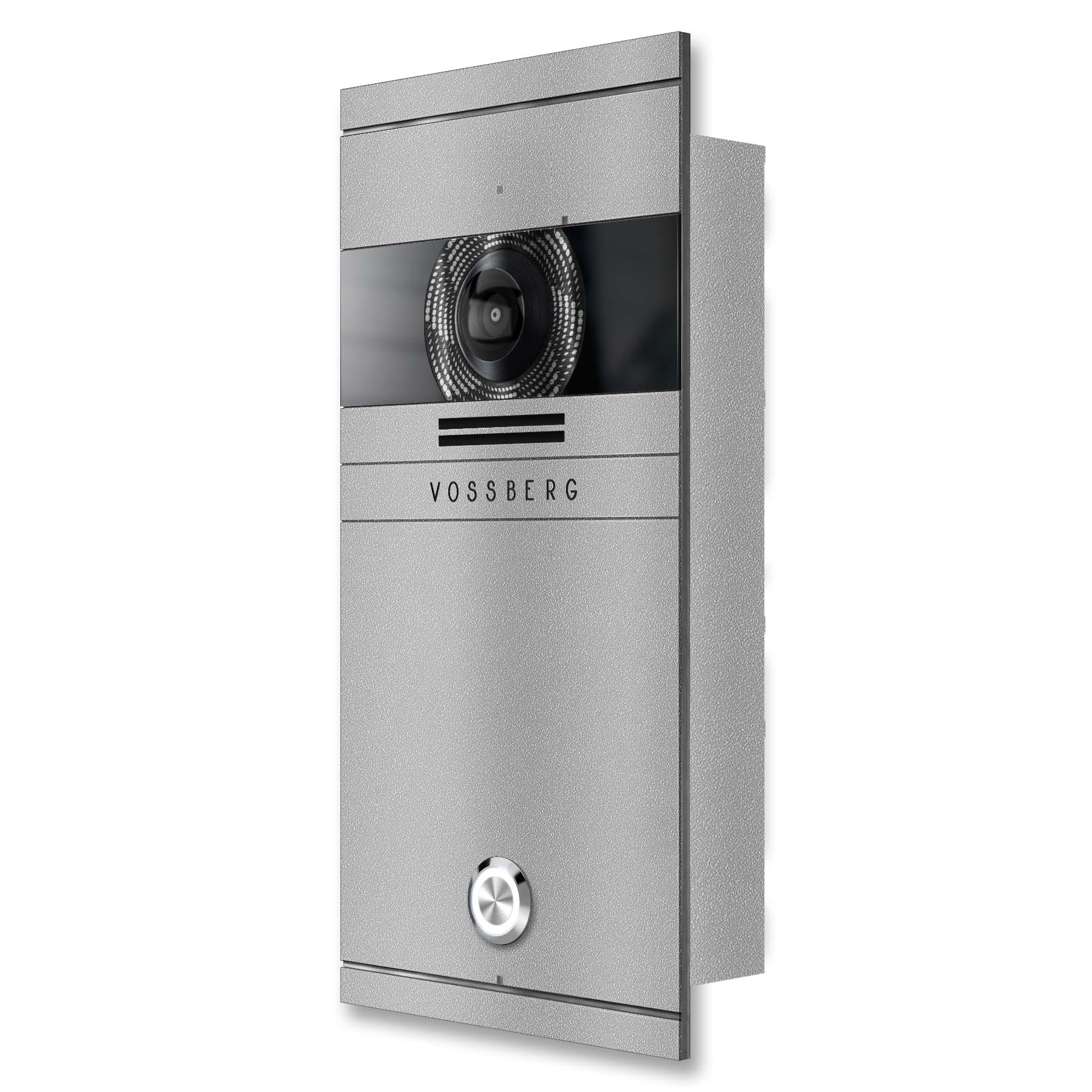 Metzler VDM10 Video-Türsprechanlage, Edelstahl RAL9007 Graualuminium, 1 Klingeltaster, Modell Colson, Aufputz, LAN PoE