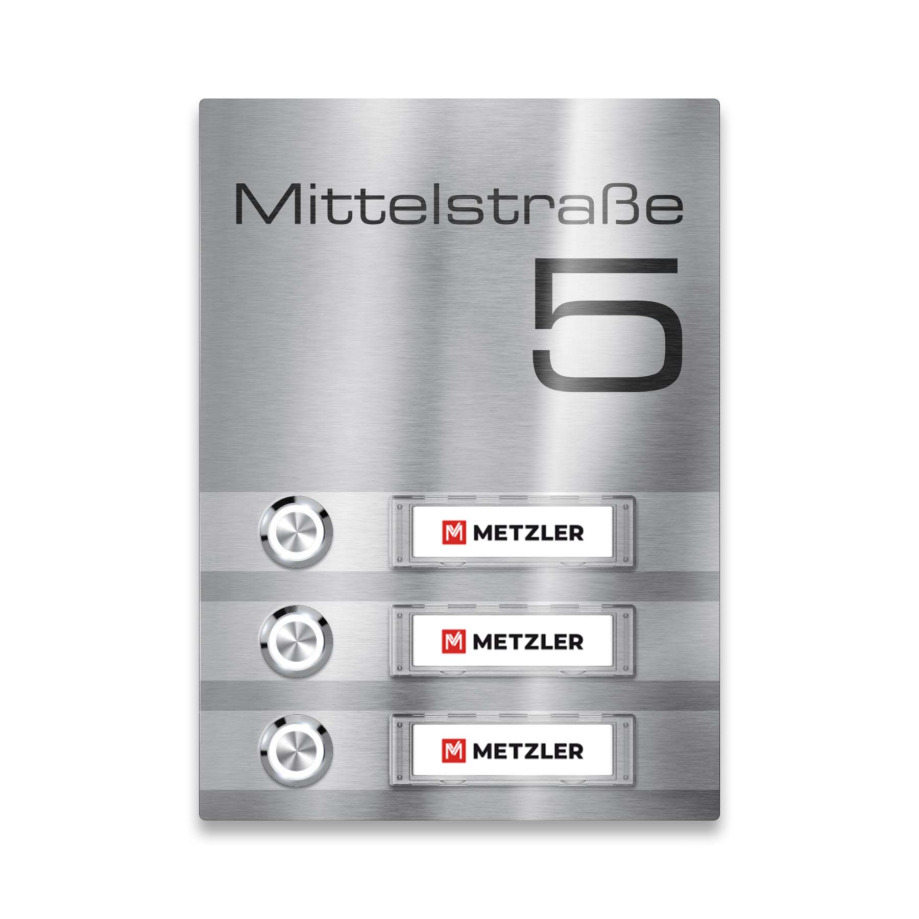 Metzler Klingel Edelstahl austauschbare Namensschilder | Tara Slim M3