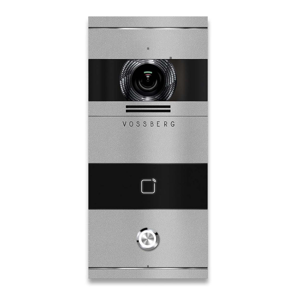 Metzler VDM10 Video-Türsprechanlage, Edelstahl RAL9007 Graualuminium, RFID-Leser, 1 Klingeltaster, Modell Bosco, 2-Draht IP