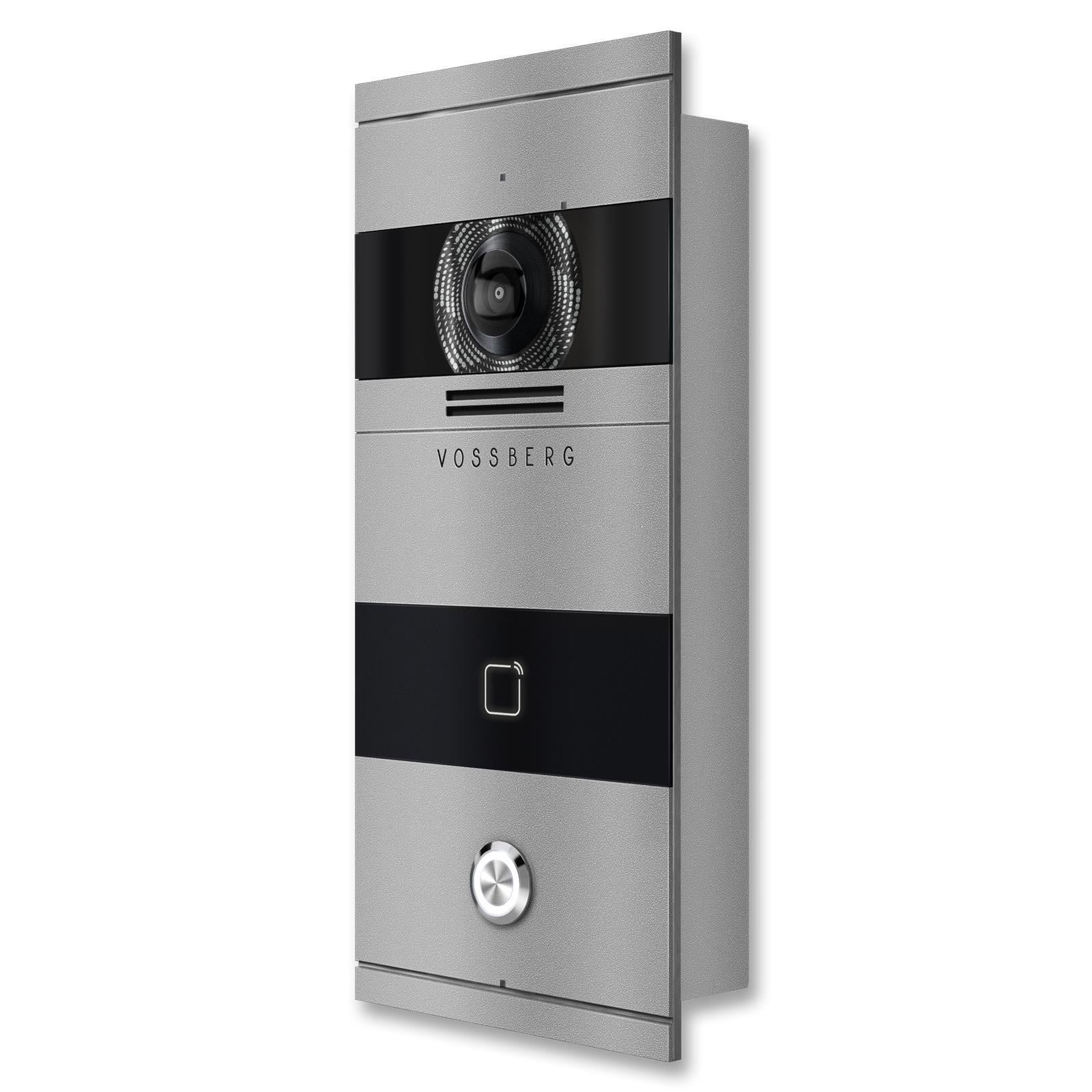 Metzler VDM10 Video-Türsprechanlage, Edelstahl RAL9007 Graualuminium, RFID-Leser, 1 Klingeltaster, Modell Bosco, 2-Draht IP