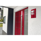Metzler Design Hausnummernschild Rubinrot RAL 3003 Edelstahl | Steiner