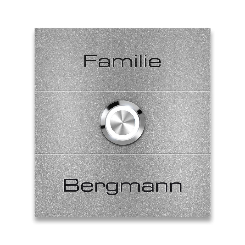 Metzler Türklingel Graualuminium austauschbare Namensschilder Gravur | Magneto