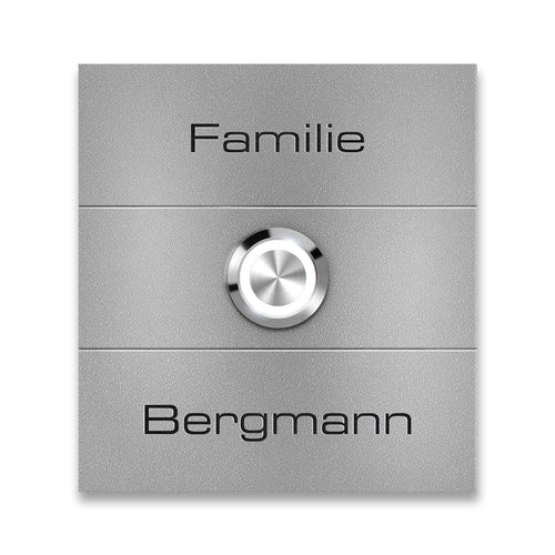 Metzler Türklingel Graualuminium austauschbare Namensschilder Gravur | Magneto
