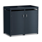 Metzler Mülltonnenbox mit Pflanzdach | zweitürig | massiv & rostfrei | 2x 240l | RAL7016 Anthrazitgrau matt