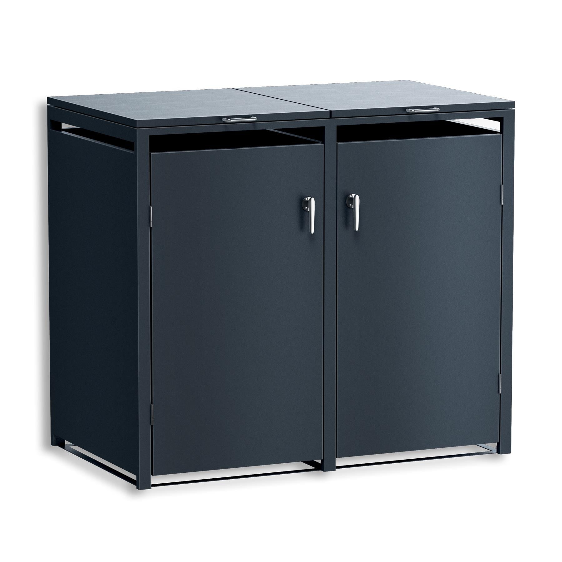 Metzler Mülltonnenbox | zweitürig | rostfrei und massiv | 2x 240l | RAL7016 Anthrazitgrau matt