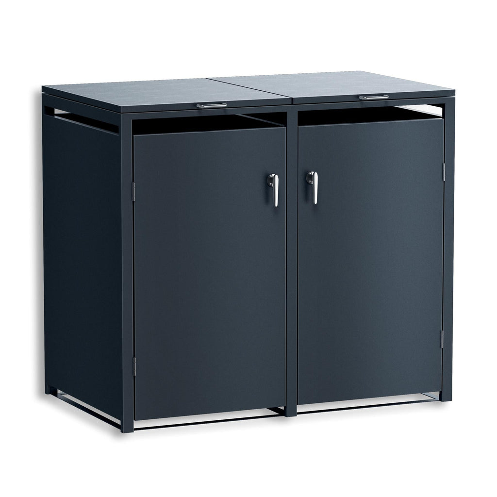 Metzler Mülltonnenbox | zweitürig | rostfrei und massiv | 2x 120l | RAL7016 Anthrazitgrau matt