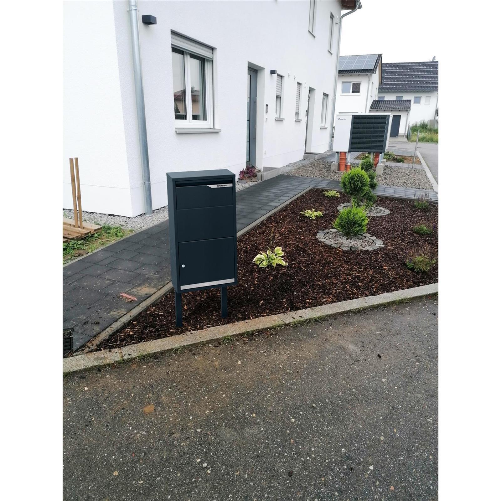 Metzler Paketbox rostfrei und massiv mit Ständer, RAL7016 Anthrazitgrau matt, | Avalon 3