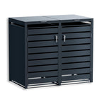 Metzler Mülltonnenbox | zweitürig | rostfrei und massiv | mit Sichtstreifen | 2x 240l | RAL7016 Anthrazitgrau matt