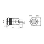 Metzler - Drucktaster 16mm - LED Ringbeleuchtung Blau - IP67 IK10 - Edelstahl - Hervorstehend - Lötkontakte