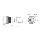 Metzler - Drucktaster 16mm - LED Symbol Power Weiß - IP67 IK10 - Edelstahl - Flach - Lötkontakte