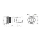 Metzler - Drucktaster 16mm - LED Ringbeleuchtung Weiß - IP67 IK10 - Edelstahl - Flach - Lötkontakte