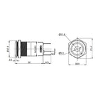 Metzler - Drucktaster 16mm - LED Punktbeleuchtung Grün - IP67 IK10 - Edelstahl - Flach - Lötkontakte