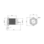 Metzler - Drucktaster 19mm - LED Ringbeleuchtung Rot - IP67 IK10 - Edelstahl - Gewölbt - Lötkontakte