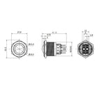 Metzler - Drucktaster 25mm - LED Ringbeleuchtung Blau - IP67 IK10 - Edelstahl - Gewölbt - Lötkontakte