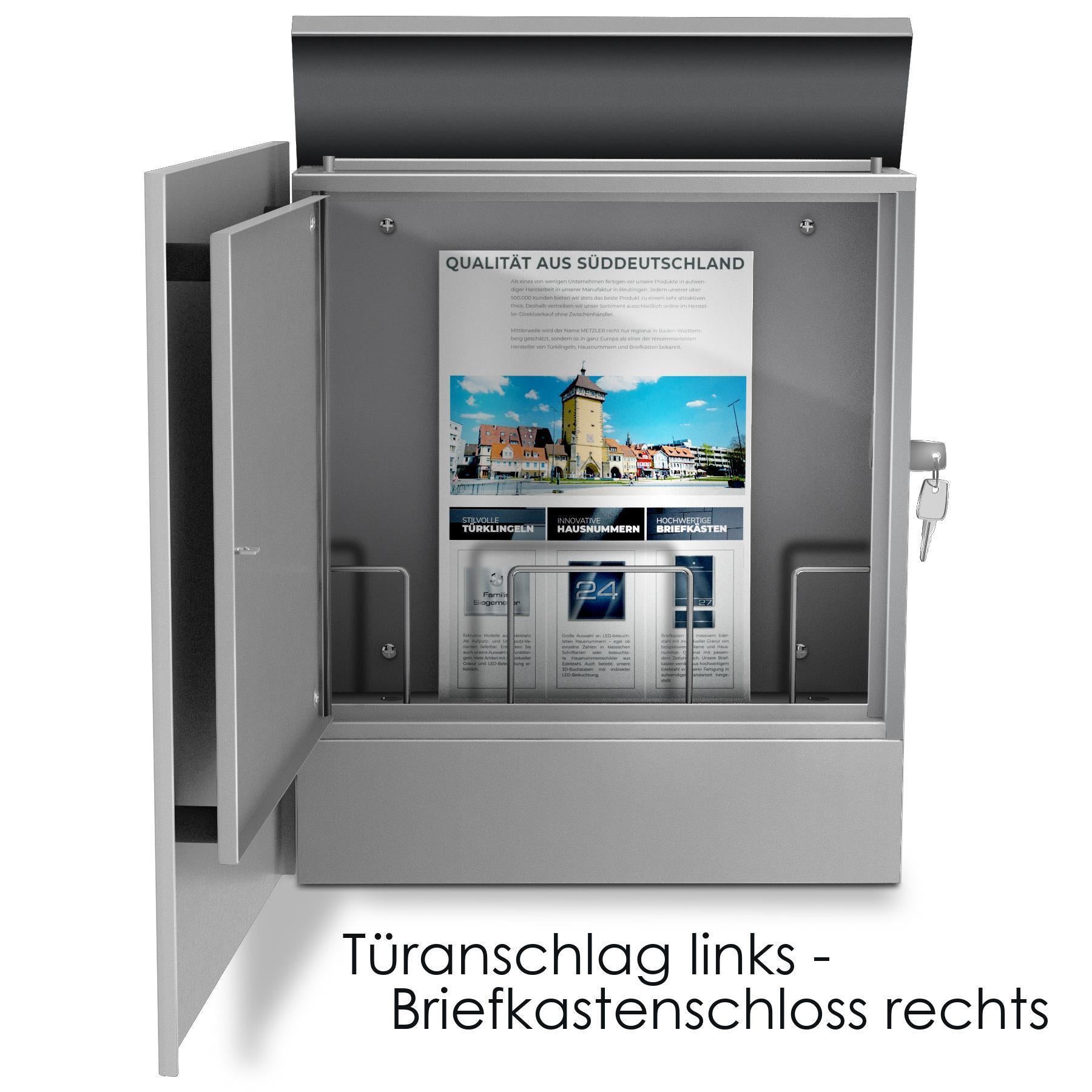 Metzler Briefkasten aus hochwertigem Stahl pulverbeschichtet | personalisiert mit Gravur | Lepo 1