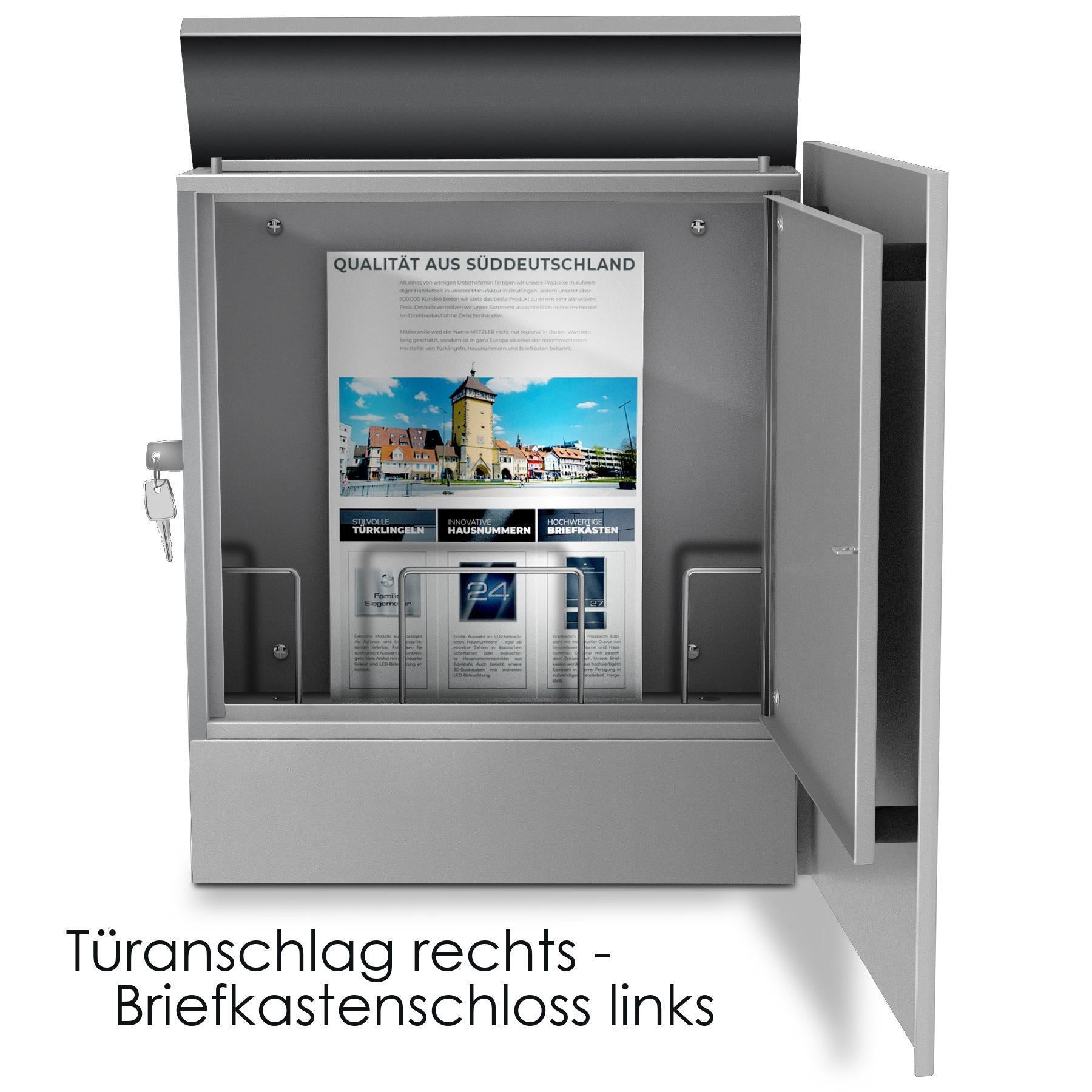 Metzler Briefkasten aus hochwertigem Stahl pulverbeschichtet | personalisiert mit Gravur | Lepo 1
