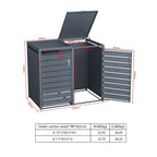 Metzler Mülltonnenbox | zweitürig | rostfrei und massiv | mit Sichtstreifen | 2x 240l | RAL7016 Anthrazitgrau matt