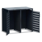 Metzler Mülltonnenbox | zweitürig | rostfrei und massiv | in Holzoptik | 2x 240l | RAL7016 Anthrazitgrau matt