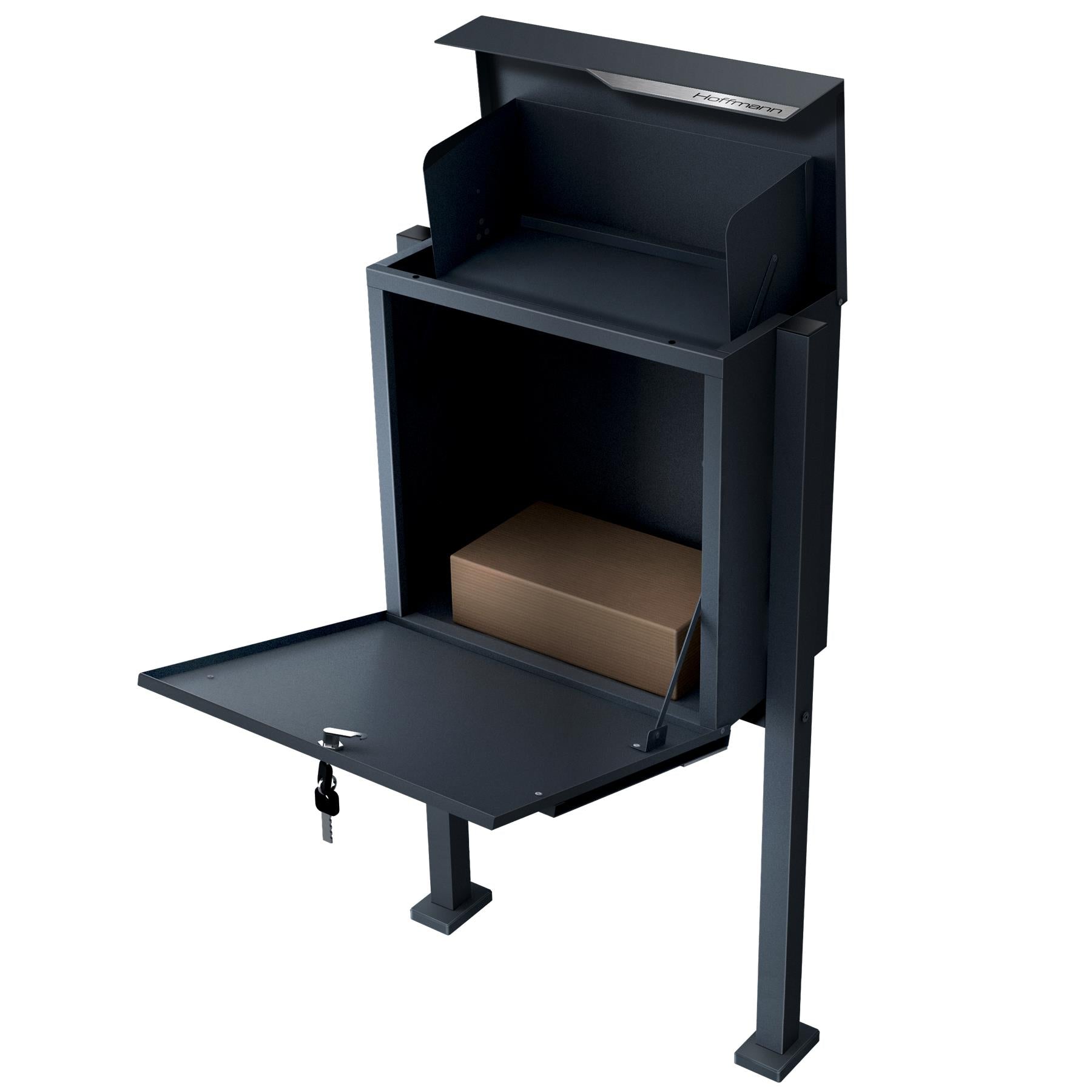 Metzler Paketbox rostfrei und massiv mit Ständer, RAL7016 Anthrazitgrau matt | Siebertbox 1