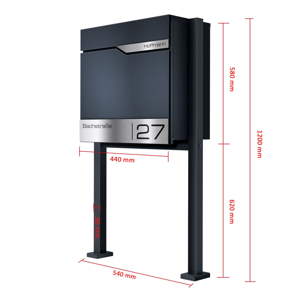 Metzler Paketbox rostfrei und massiv mit Ständer, RAL7016 Anthrazitgrau matt | Siebertbox 1