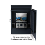 Metzler Briefkasten Anthrazit RAL 7016 | Lepo Schloss links, Türanschlag rechts