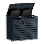 Metzler Mülltonnenbox | zweitürig | rostfrei und massiv | mit Sichtstreifen | 2x 120l | RAL7016 Anthrazitgrau matt