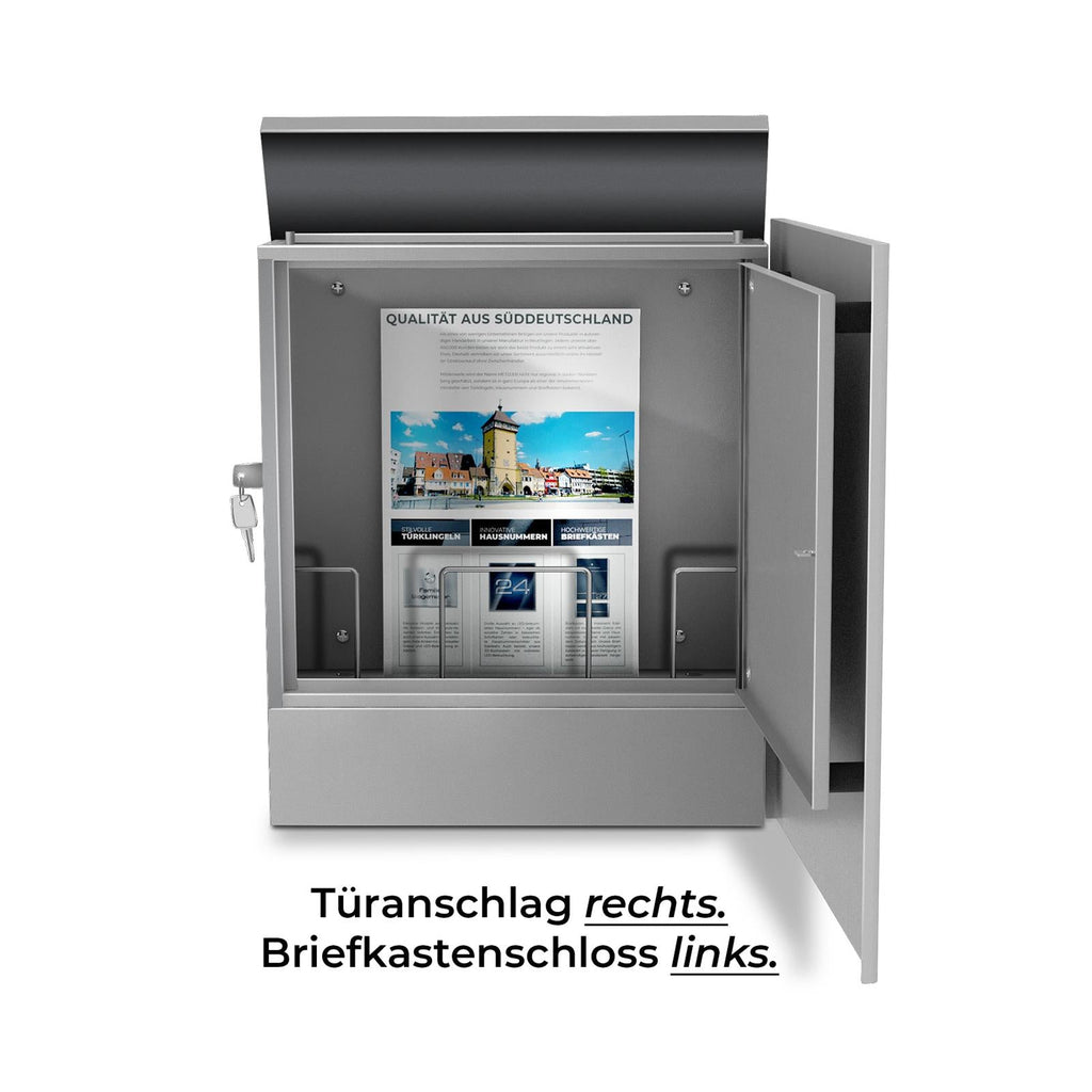 Metzler Briefkasten Graualuminium RAL 9007 | Lepo Schloss links
