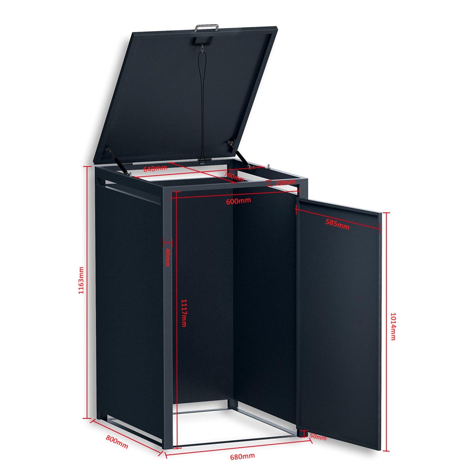 Metzler Mülltonnenbox | Einzelbox | rostfrei und massiv | 240l | RAL7016 Anthrazitgrau matt
