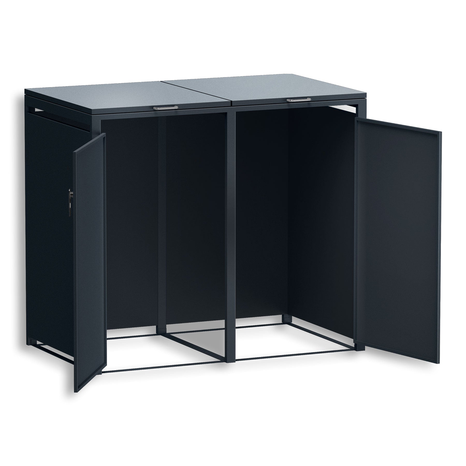 Metzler Mülltonnenbox | zweitürig | rostfrei und massiv | 2x 120l | RAL7016 Anthrazitgrau matt