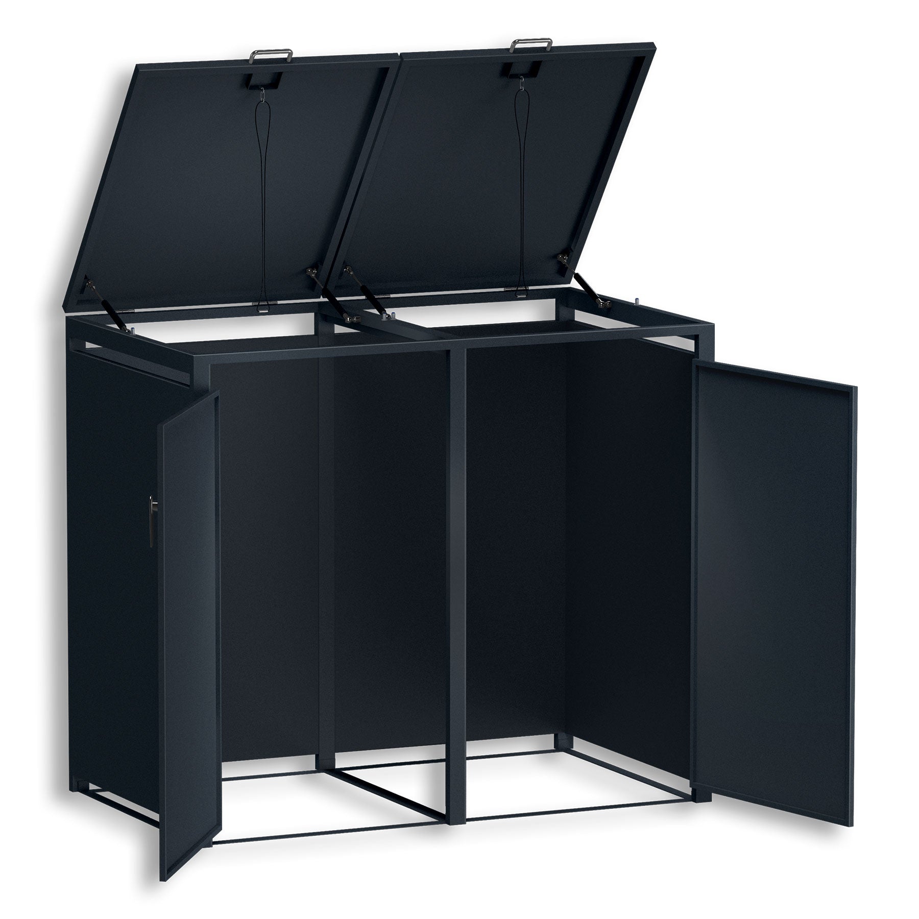 Metzler Mülltonnenbox | zweitürig | rostfrei und massiv | 2x 240l | RAL7016 Anthrazitgrau matt