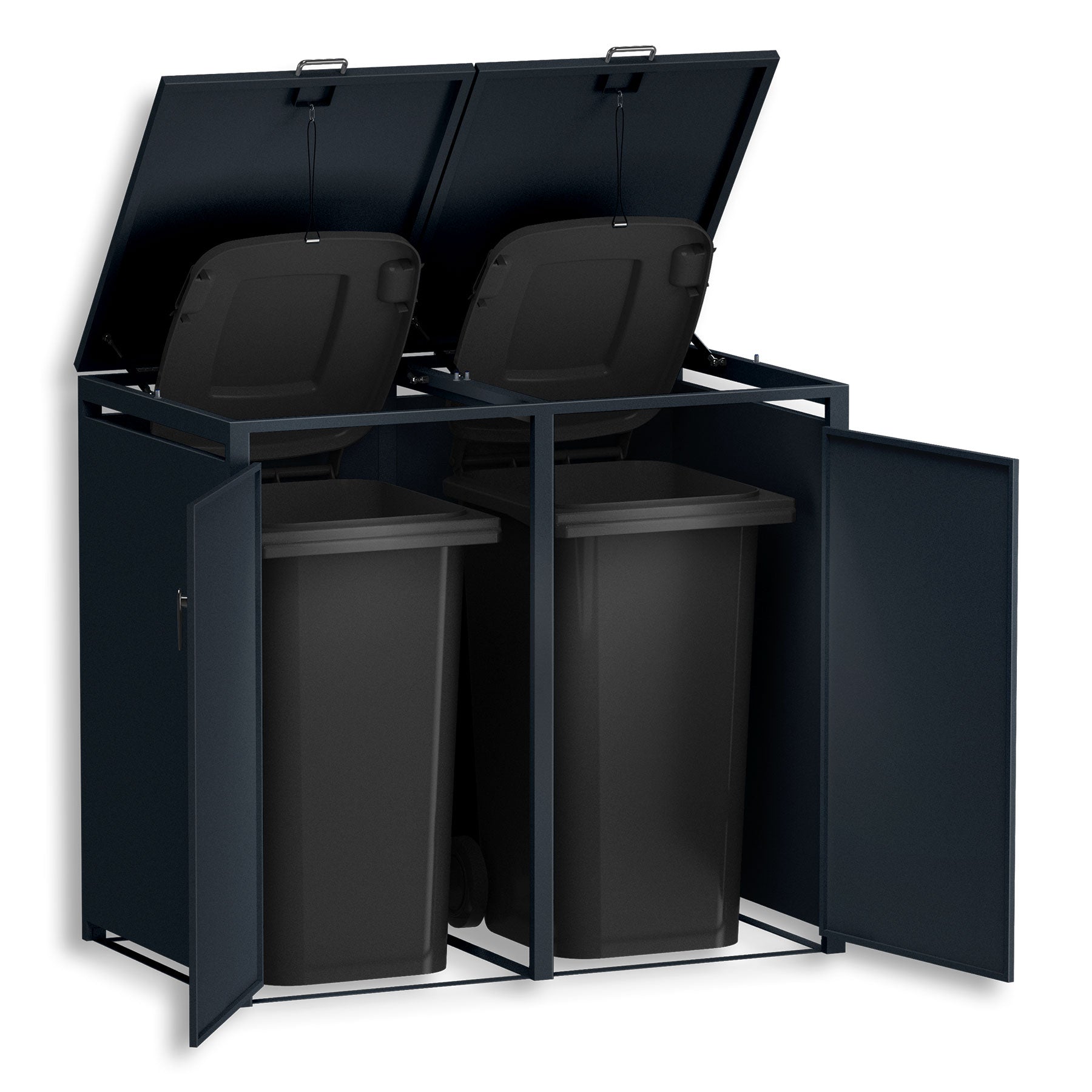 Metzler Mülltonnenbox | zweitürig | rostfrei und massiv | 2x 240l | RAL7016 Anthrazitgrau matt
