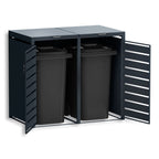 Metzler Mülltonnenbox | zweitürig | rostfrei und massiv | mit Sichtstreifen | 2x 120l | RAL7016 Anthrazitgrau matt