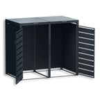 Metzler Mülltonnenbox | zweitürig | rostfrei und massiv | mit Sichtstreifen | 2x 120l | RAL7016 Anthrazitgrau matt