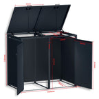 Metzler Mülltonnenbox | zweitürig | rostfrei und massiv | 2x 240l | RAL7016 Anthrazitgrau matt